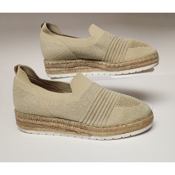 Adrienne Vittadini AV-Niko Wedge Shimmer Beige Stretch Comfort Slip-On Shoes 8M - Picture 4 of 8